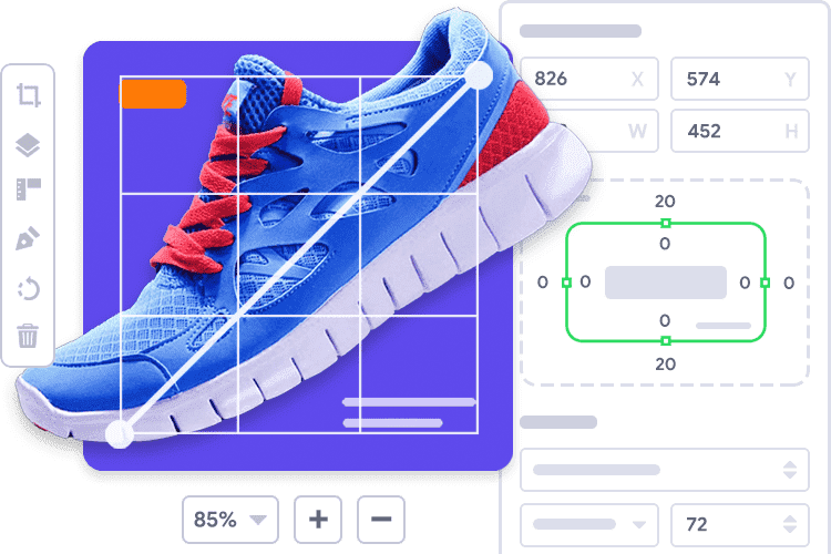 Ilustração de um produto sendo configurado em uma interface