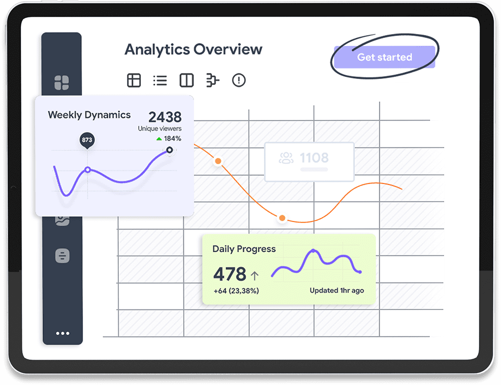 Interface digital exibida em um tablet